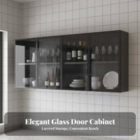1 Bathroom Wall Cabinet Floating Display Shelf Wall Mounted Storage Cabinet Kitchen Cabinet with Glass Doors Solid Wood for Kitchen Bathroom Balcony Suitable for Gift Giving Home Organization