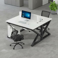 With Partitions 4-Person Office Desk Thickened Steel Frame Multi-Person Workstation Odor-Safe Office Cubicle Desk Eco-Friendly Materials for Employees, Call Contact Center, Coworking Space
