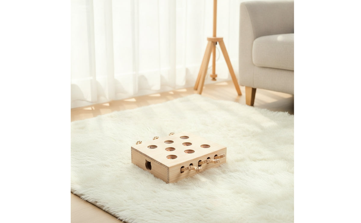 Cat Puzzle Box Solid Wood Wooden Cat Puzzle Sturdy for Indoor Cats