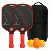 2 Pieces Carbon Fiber Pickleball Paddles Complete Pickleball Set with Bag Racket Textured Sporting Goods Anti-Slip