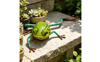 Turquoise-Green Legs Metal Frog Figurine Glossy Metal Desktop Figurine Reflective Surface Display Piece Long-Lasting for Garden