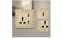 Antique Gold Decorative Outlet Panel Ornate Retro Socket Plate Vintage Embossed Wall Plate Metal for Interior Designers, Homeowners, Living Room, Bedroom, Hotel