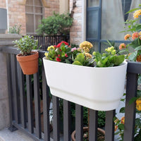 Plant Pots and Hanging Basket for Outdoor Plants, Semi-Circular Hanging Plant with Detachable Hooks, Railing Wall Planter for Balcony Decor