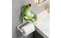 Frog Toilet Paper Holder Playful Lavatory Accessory Green for Powder Room