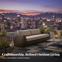 4-Piece Woven Patio set All-Weather Outdoor Furniture elegant visual appeal Garden Lounge Group for Hotel Owners, Designers, waterfront, supportyard, Balcony