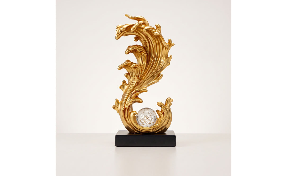 Wave Sculpture with Base Modern Decorative Wave Ornament Contemporary Sculpture with Transparent Base for Art Lovers, Homeowners, Living Room