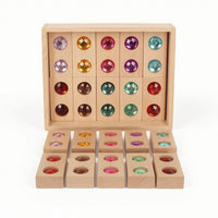 20 Pieces Acrylic Blocks with Wooden Tray Faceted Gem Blocks Sorting Building Piece Set for Classroom