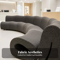 Serpentine Fabric Settee Italian design Curved Sofa Water Ripple outline Lounge Furniture for Interior Designers, archhitects, Lobby, Salon, Showroom
