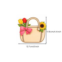 Dark Brown Outline Home Decor Pink Bow Layered Wooden Handbag Wooden Handbag Decoration