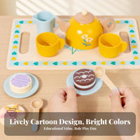 Role-Playing Fun Afternoon Tea Playset Educational Afternoon Tea Toy Set Learn Through Play Pretend Dessert Service Polished Edges for Children, Preschoolers, Toddlers, Kindergarten, Playroom