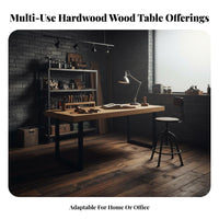Mechanical Pipe Leg Table Retro Design Mechanical look worktable sturdy Wood Top Household Furniture for homeowners, Adults, Home, Restaurant, Kitchen