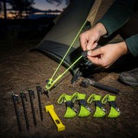 Tent Guy Line Adjuster with Self-Locking Pulley and Reflective Rope for Outdoor Camping