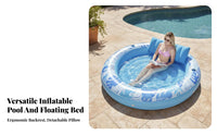 Foldable Round Inflatable Tanning Pool Portable Inflatable Tanning Pool Built-in Cup Holders for Couples, Tanners, Backyard, Beach, Vacation