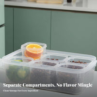 With Dividers Divided Ingredient Box Transparent structure Compartment Storage container Airtight Lid Food Container Stackable for Home Organizers, Meal Preppers, Parents, Kitchen, Refrigerator, outdoor meal, Office