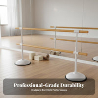 Stable Base Adjustable Double Ballet Barre Non-Slip Feet Adjustable Dance Barre Steel Core Reinforced Freestanding Dance Bar Heavy Duty Construction for Dancers, Adults, Beginners, Studio, School, Gym