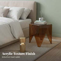 Space-Saving Sofa Side Table Transparent Look Waterfall Side Table Multi-Functional Nightstand Modern Design for Apartment Dwellers, Homeowners, Interior Decorators, Bedroom, Home Office