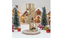 Miniature Spiral Staircase Wooden Staircase with Round Base Compact Decor for Hobbyists, Collectors, Dioramas, Miniature Gardens, Holiday Displays
