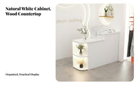 Salon Front Desk Curved Design Modern Reception Desk LED Lighting Retail Cashier Stand for Receptionists, Business Owners, Lobby, Hotel