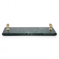 Rectangular Marble Tray with Gold Handles Minimalist Marble Tray with Handles Modern Slimline for Bathroom Counter