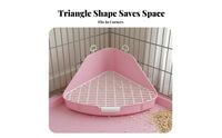 Triangle Pet Toilet Securely Locks to Enclosure Large Triangle Pet Potty Corner Litter Pan Spill-Resistant Guardrail