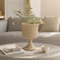 Wicker Vase Woven Goblet Vase Handcrafted Flower Holder for Uncluttered Aesthetic Fans, Home Decor, Entryway