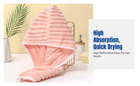 Coral Fleece Hair Drying Cap, Thick, Absorbent, Quick-Dry Towel, Home Use, Women, Candy Colors