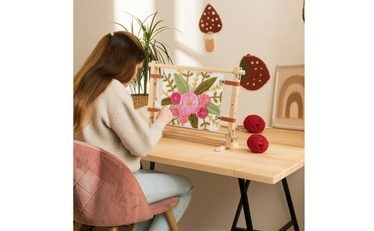 Embroidery Frame Stand Adjustable Embroidery Frame with Stand Wooden for Embroiderers, Crafters, Tapestry, Needlepoint, Quilting