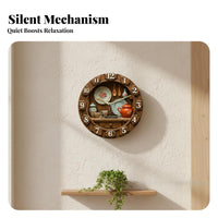 Silent Quartz Movement Kitchen Themed Wall Clock Non-Ticking Round Wooden Wall Clock Creative Design for Living Room, Home Bar