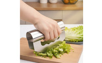 Easy to Clean Vegetable Chopper Corrosion-Resistant Hand-Held Kitchen Cutter Brushed Metal Double-Headed Cutter Compact for Home Cooks, Busy Professionals, Salad Making, Meal Prep
