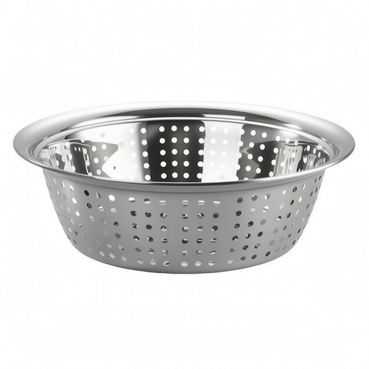 Wide-Rim Vegetable Colander Thickened Draining Basin Perforated Stainless Steel Colander Stackable for Kitchen