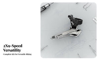 2x9 Speed Cycling Bike Groupset Long-Lasting Aluminum Alloy Cycling Bike Brake Lever Gear Selector S Brake Lever Gear Selector