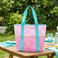 Mesh Beach Bag with Pockets Quick-Dry Mesh Tote Bag Breathable Portable for Swimmers, Gym, Travel
