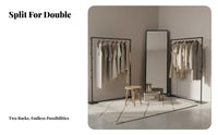 Transformable Double-Rod Clothes Rack Foldable Garment Stand No-Tools-Requiredstandingstanding Clothing Organizer for Residents, Families, Dorm Room