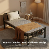 Space-Saving Single Folding Bed Installation-Effortless Single Foldable Bed Easy Assembly Portable Cot Rounded Corners for Caregivers, Office Workers, Small Areas, Guest Room, Hospital, Bedroom