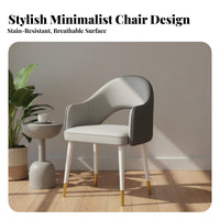 Versatile Leather Leisure Chair Padded Seat Modern Upholstered Armchair High Rebound Sponge Curved Back Dining Chair Carbon Steel Frame for Homeowners, Office Workers, Interior Designers, Bedroom, Living Room, Kitchen, Reception Area