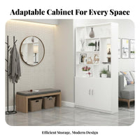 Freestanding Shelving Unit Modern Design Etagere with Cabinet Multi-Functional Room Divider for Book Collectors, Homeowners, Entryway, Study, Bedroom