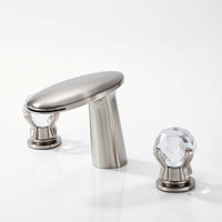 Lavatory Faucet with Waterfall Spout Deck-Mounted Lavatory Faucet with Crystal Handles All-Copper