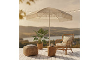 Umbrella with Tassels Fringed Woven Umbrella Fringe Umbrella Tilt-Adjustable Umbrella with Tassels Boho for Patio, Garden