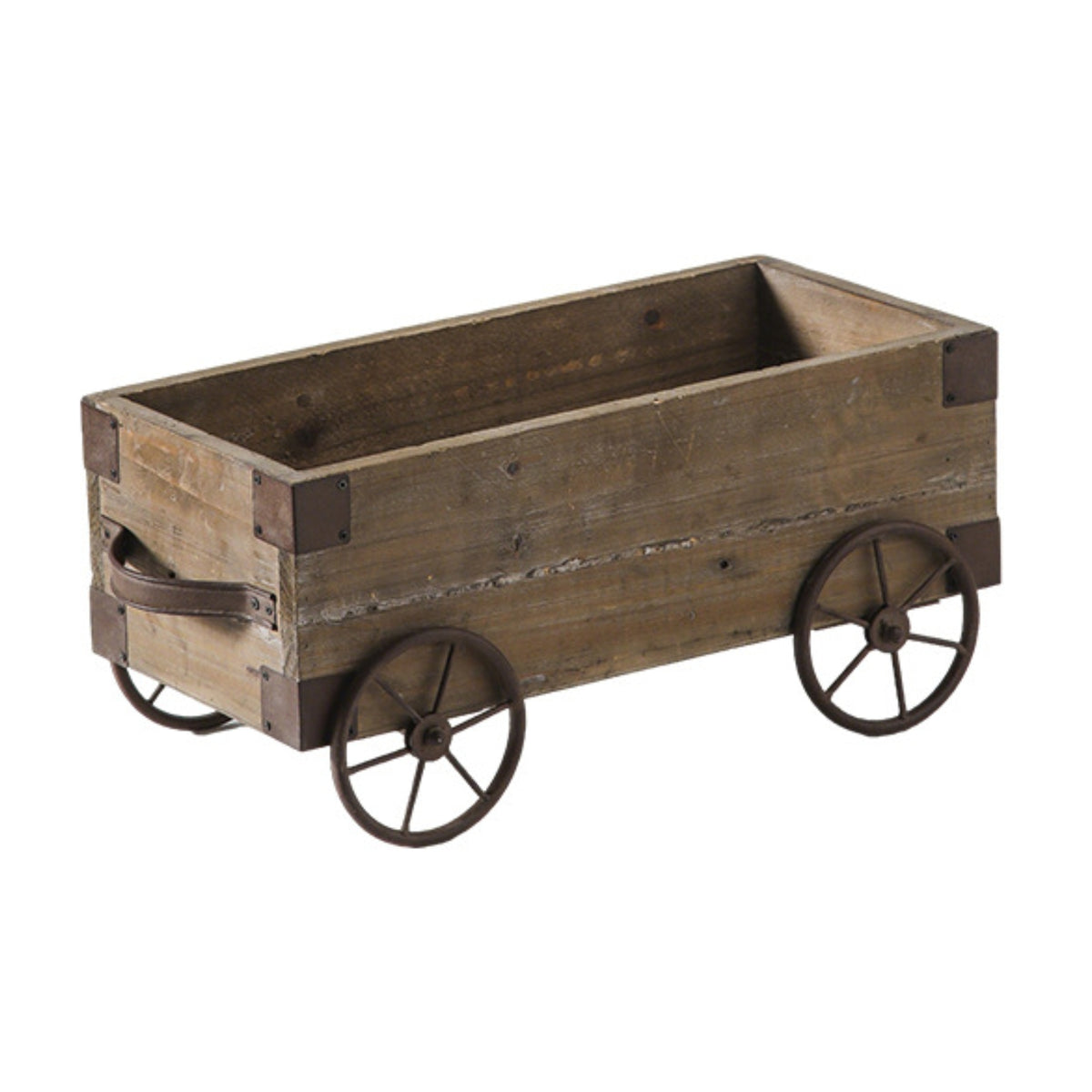 Wooden Wagon Planter Sturdy Flower Cart with Wheels Long-Lasting for Patio