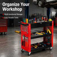 Sturdy Duty Tool Cart, 70x36x67cm Mobile Tool Storage with Locking System, 3 Drawer Tool Chest for Automotive Repair, Matte Black Steel