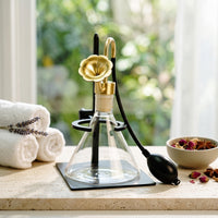 Tabletop Scent Disperser with Bulb Decorative Glass Bottle Scent Disperser with Stand Industrial-Style Scent Sprayer for Home, Desk, Spa