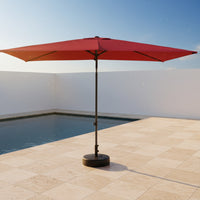 Rectangular Patio Umbrella Tilt-Adjustable Outdoor Umbrella with Base Weighted Parasol Patio Con Base for Homeowners, Balcony, Garden, Market Stall
