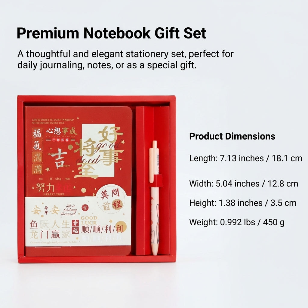 B6 Faux Leather Journal Notebook Gift Set with Pen Box, 80gsm Paper Writing for Teens Women Men Design
