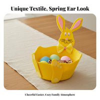 Cute Cartoon Design Felt Bunny Basket Collapsible Easter Bunny Candy Basket Foldable Kids Easter Tote Lightweight for Children