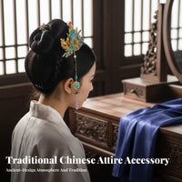 Traditional Chinese Hair Crown Enameled Enamel Ming Period Hair Ornament Dangling Tassels Traditional Chinese Headdress for Women, Cosplayers