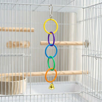 Bird Climbing Toy with Assorted hued rings and Bells, Bird Climbing Rings for Parrot Cage Enrichment, Small Bird Toys for Fun