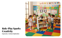 Supermarket Checkout Toy Includes Food Accessories Kids Supermarket Playset Role-Playing Fun Toy Checkout Counter for Preschool, Kindergarten, Daycare