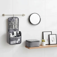 Hanging Toiletry Bag Multiple Compartments Hanging Cosmetic Case Reinforced Carry Grip Travel Makeup Organizer for Women, Journeyers, Washroom