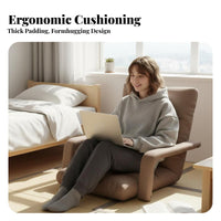 Foldable Design Adjustable Backrest Lounger Multi-Functional Adjustable Floor Lounger Padded Cushion Lounge Seat Sofa-Bed Convertible for Students, Young Adults, Gamers, Dorm Room, Bay Window, Bedroom, Reading