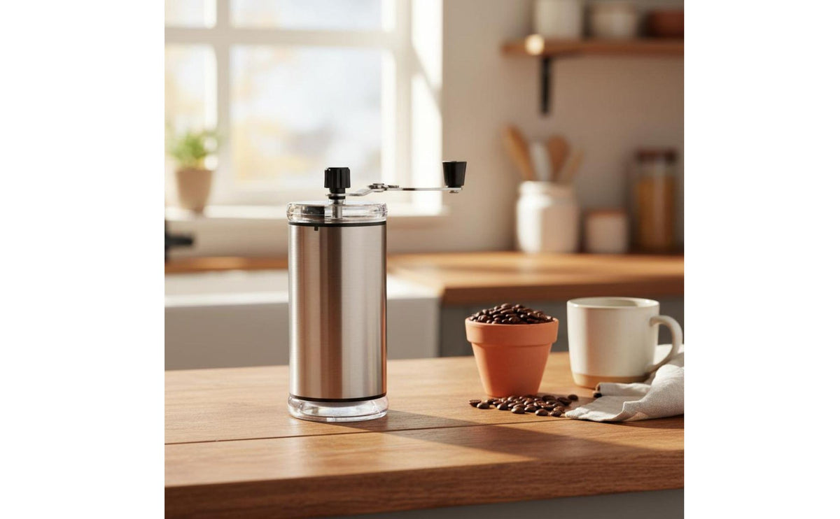 Hand Crank Coffee Grinder Cleanable Stainless Steel Coffee Grinder Easy to Clean Uniform Grinding for Home Baristas, Camping